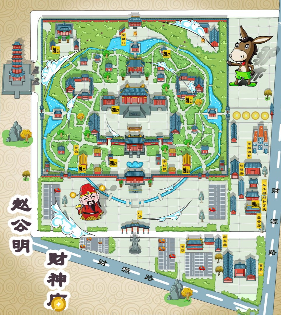 浮山寺庙类手绘地图